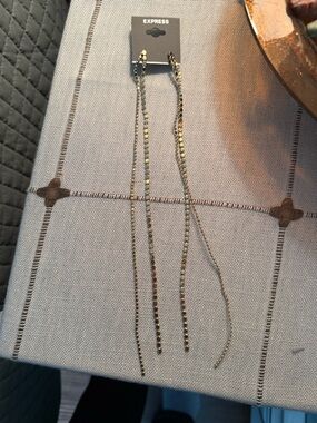 Express Gold-Tone Long Linear Drop Earrings